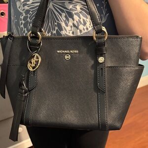 Michael Kors Black Satchel with Gold Accents